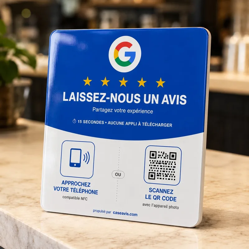 Plaque CaseAvis : avis Google par NFC ou QR code